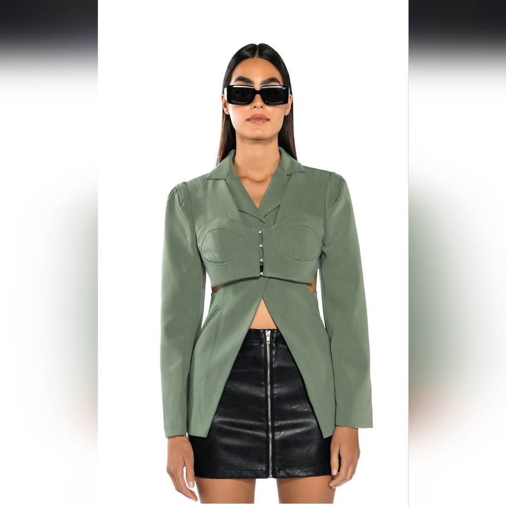 AKIRA Green Cut-Out Blazer